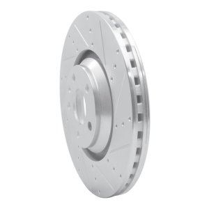 Audi TTS Quattro Brake Rotor (1) - Front Right - R1 Concepts - Drilled & Slotted - Silver - `12-`15